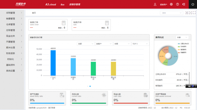 速达天耀A3.cloud  BAS  进销存、POS、财务、CRM一体化  应用模式：IE浏览器·APP应用      2860元